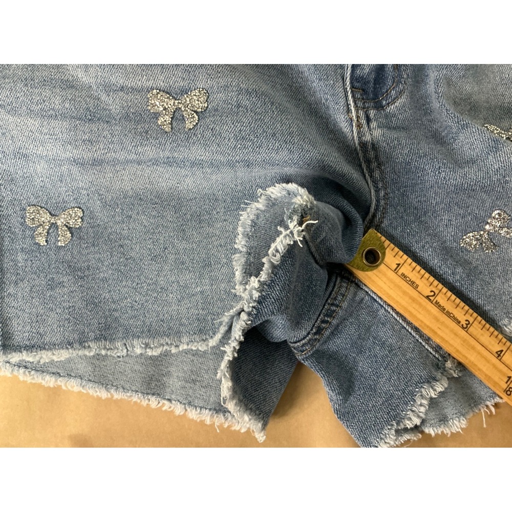 Poppy & Grace Women Glitter Bow Denim Shorts Size 26 High Rise Blue - Picture 5 of 9